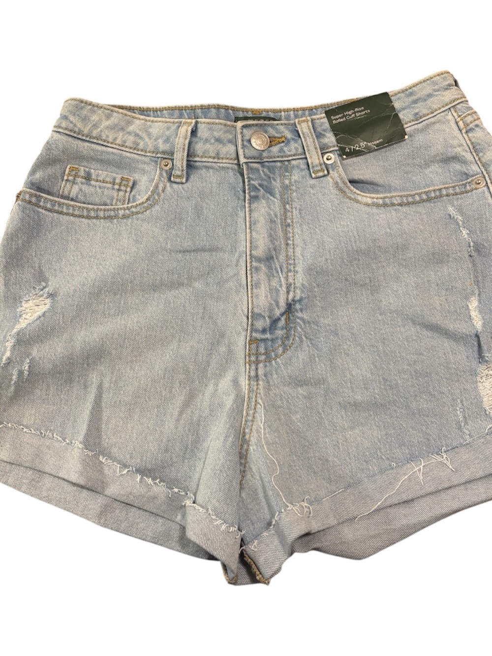 Women's Light Blue Denim High-Rise Shorts